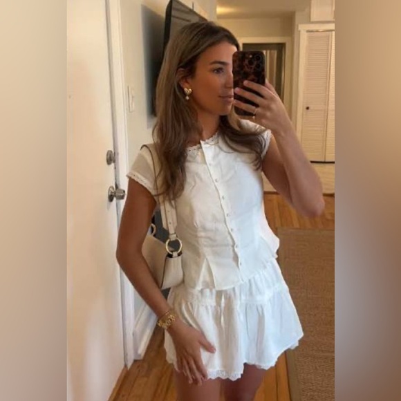 New Reformation Valetta White Two-Piece Set Size 4 - Picture 6 of 16